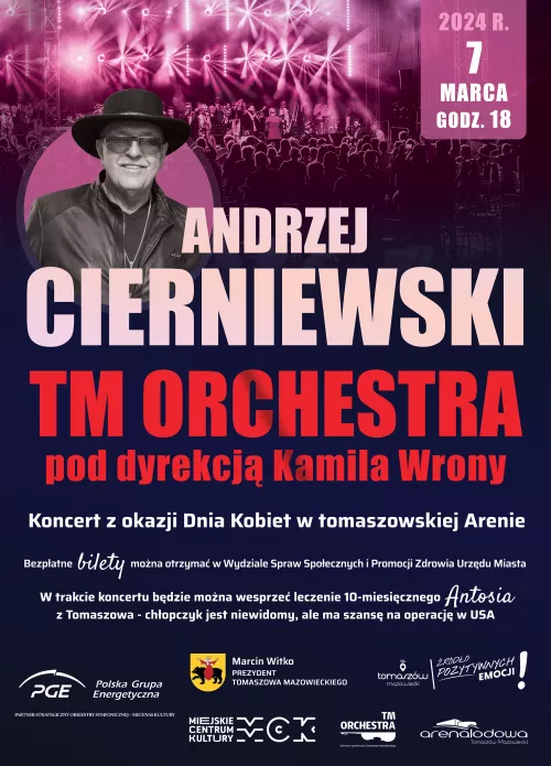 Plakat zapraszający na koncert TM Orchestra  z okazji Dnia Kobiet