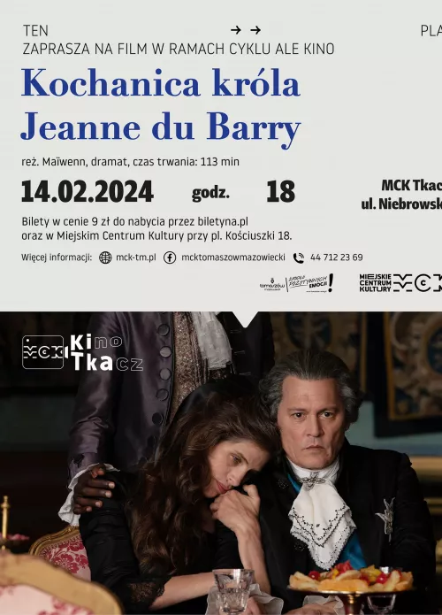 Plakat przedstawia zaproszenie na film "Kochanica króla Jeanne du Barry "