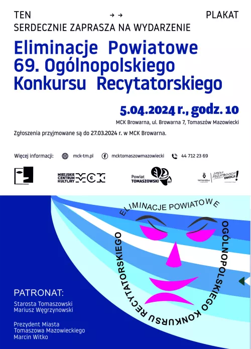 Plakat przedstawia zaproszenie na powiatowe eliminacje 69. OKR
