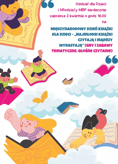 Zaproszenie do biblioteki na Międzynarodowy Dzień Książki dla Dzieci 