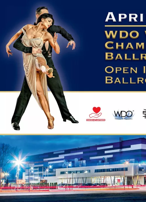 Plakat zapraszający na Mistrzostwa Świata w tańcu towarzyskim