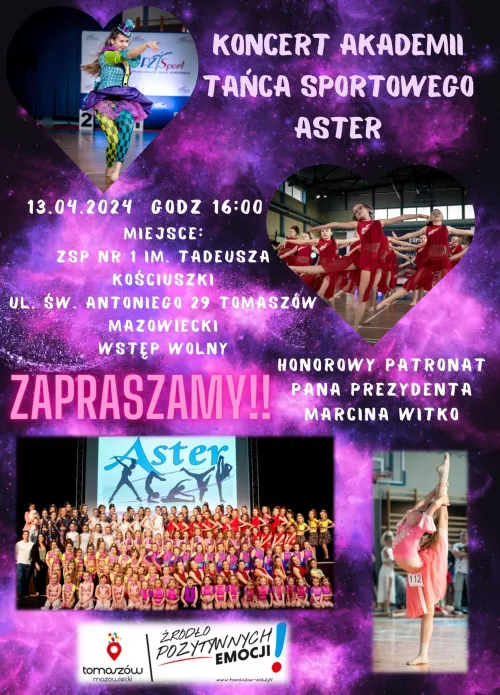 plakat zapraszający na Koncert Akademii Tańca Sportowego „Aster”