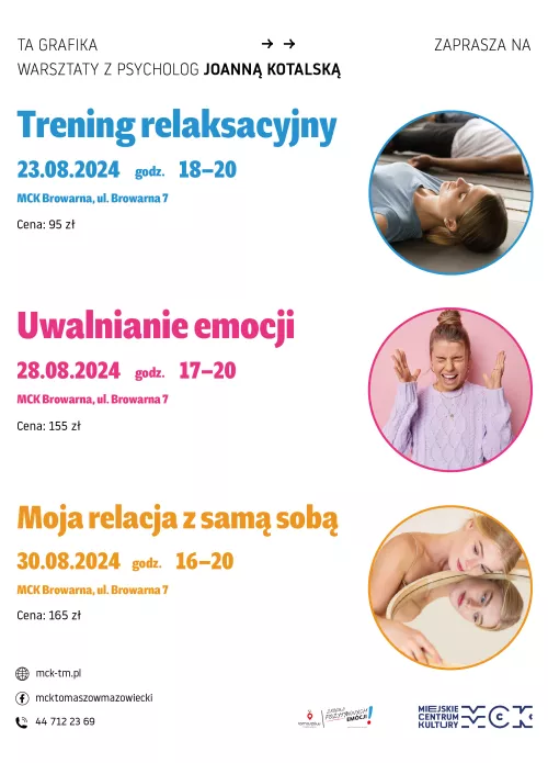 Plakat na spotkania relaksacyjne z psychologiem