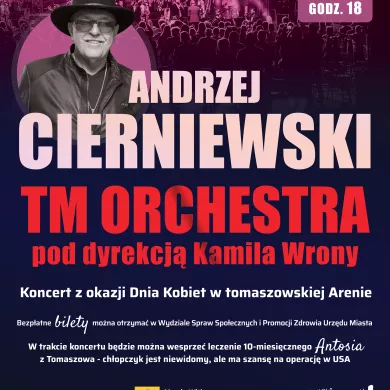 Plakat zapraszający na koncert TM Orchestra  z okazji Dnia Kobiet